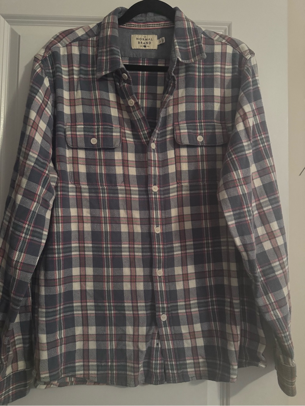 The Normal Brand Navy, White & Burgundy Plaid Button-Down Shirt